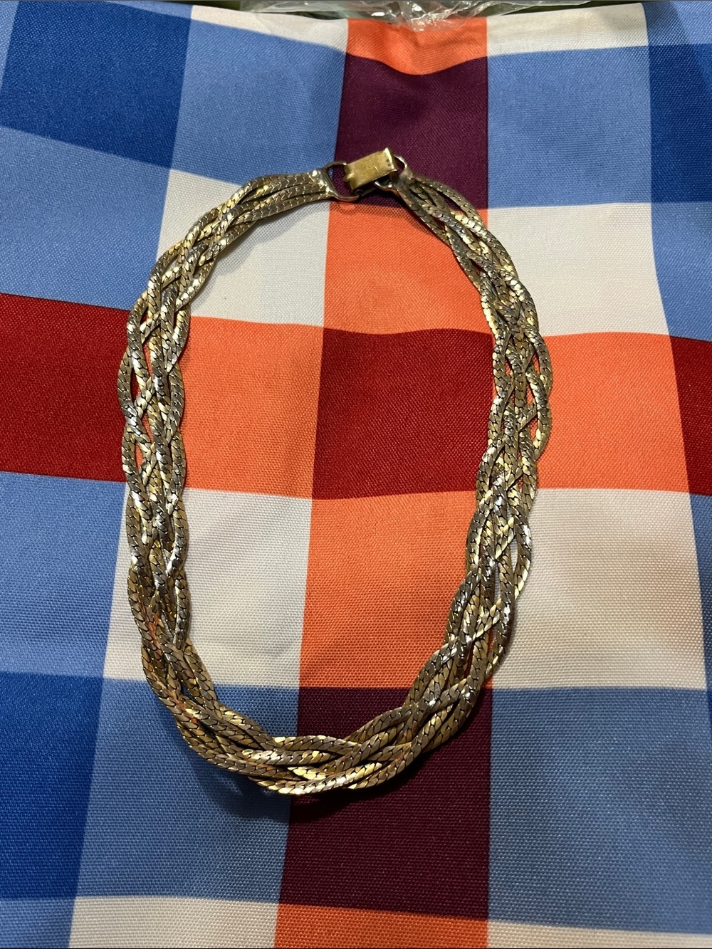 Vintage Gold-Tone Braided Collar Necklace